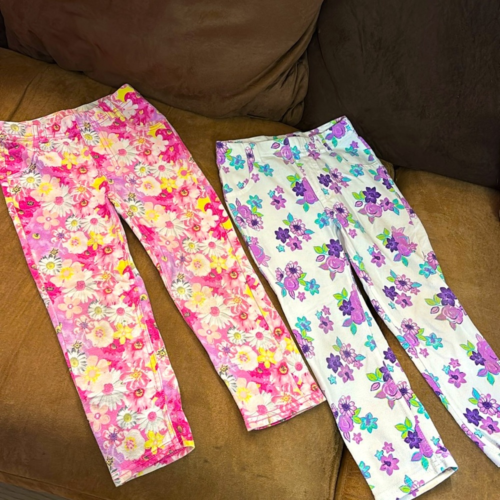 Garanimals Kids Floral Pants - Cream and Purple